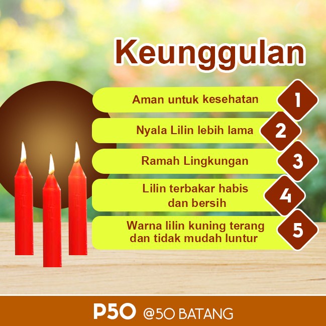 Lilin Batang Sembahyang Sukhavati P50 merah ( 1,5x14,5 cm)