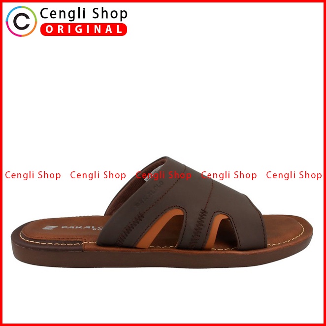 SANDAL SLIDE PAKALOLO PRIA ORIGINAL CASUAL KULIT ASLI COKLAT PB54