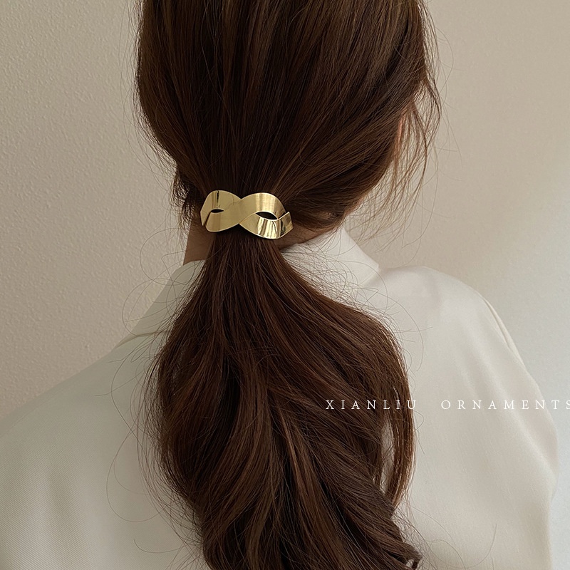 IKAT RAMBUT KARET ELASTIS KOREA MAINAN GOLD PITA AKSESORIS WANITA/ KOREAN ELEGANT PONYTAIL HIGH END RUBBER BAND HAIR ELASTICS TIES METAL GOLD ACCESSORIES