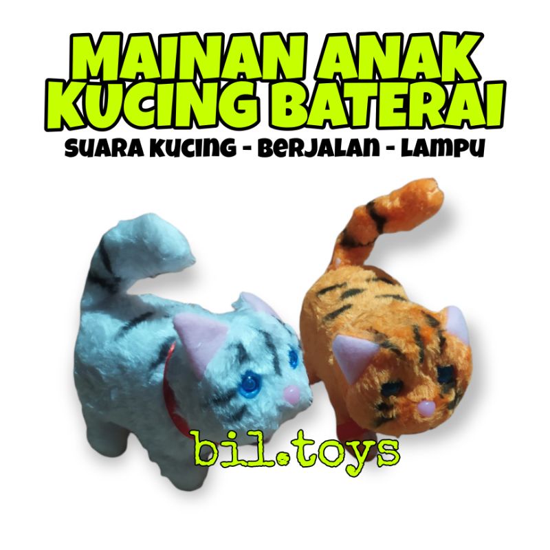 MAINAN ANAK KUCING BERJALAN BATRAI BO BONEKA KUCING BERJALAN MAINAN BATERAI KUCING SUARA LAMPU