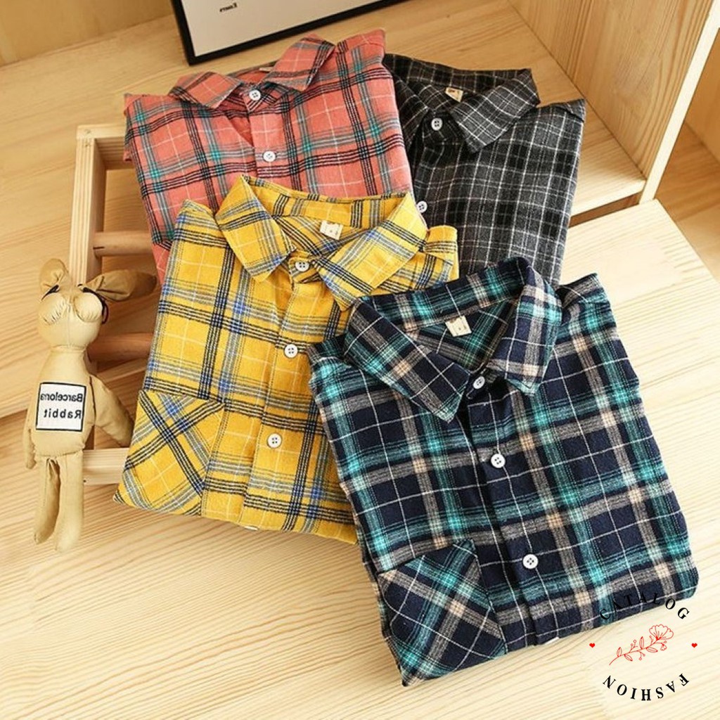 BEFAST - ZEC OOTD Wanita Kemeja AHYON / Kemeja Fashion / Kemeja Wanita Motif Kotak-Kotak / Kemeja Tartan Wanita Yang Lagi Trend Distro / Kemeja Katun Kotak-Kotak Wanita Kekinian / Outfit Kemeja Kotak Hijab Style Masa Kini