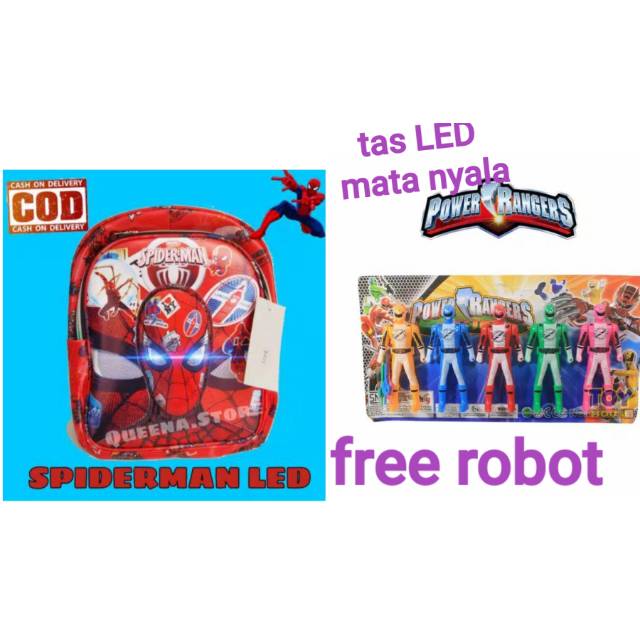 TAS ANAK SPIDERMAN TAS ANAK LED TAS ANAK TK TAS ANAK BERHADIAH ROBOT