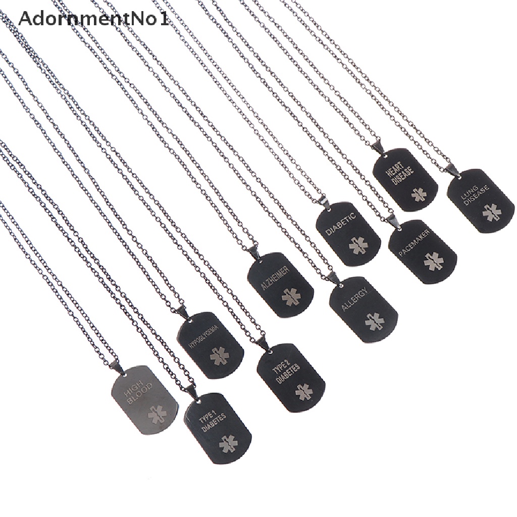 (AdornmentNo1) Kalung Rantai Dengan Liontin Tag Stainless Steel Motif Tulisan Diabete Untuk Pria / Wanita