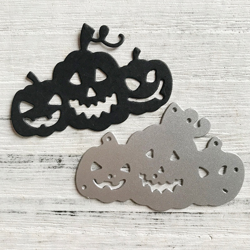 Cetakan Stensil Cutting Dies Motif Labu Halloween Bahan Metal Untuk Scrapbook Craft DIY