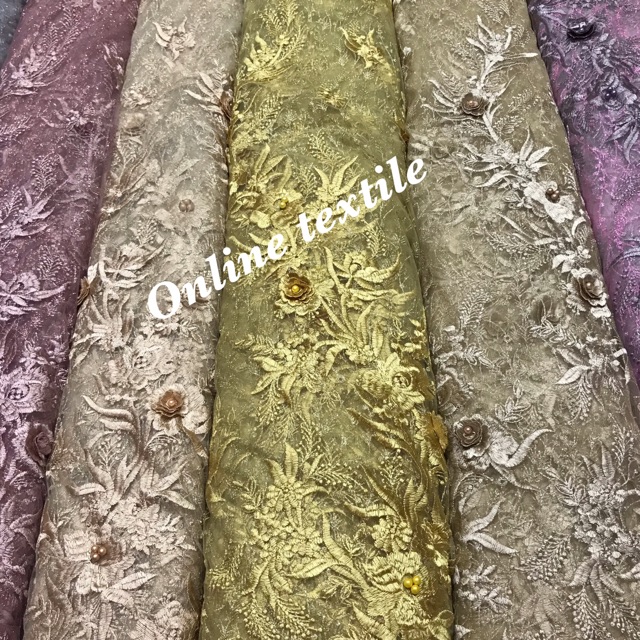 Tulle 3D mutiara / brokat 3D mutiara.