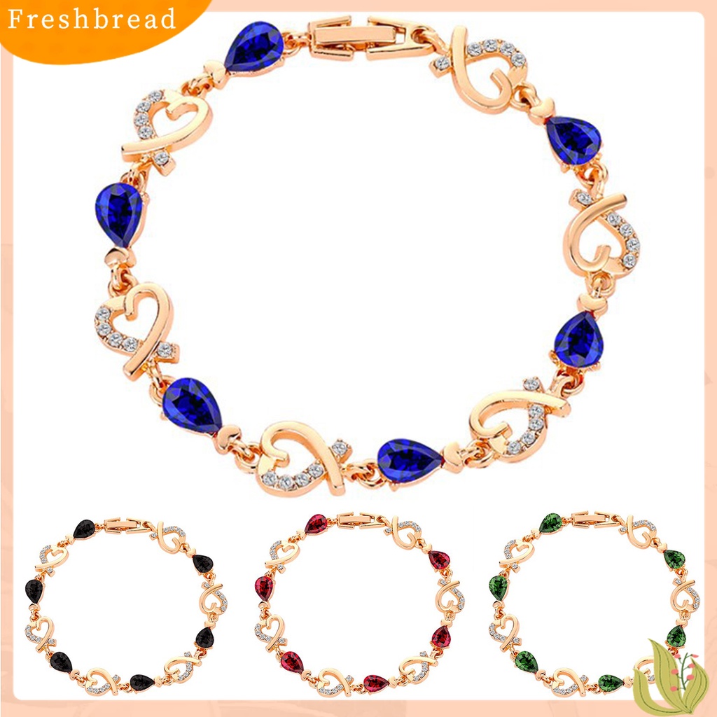 Terlaris Heart Hollow Women Bracelet Zinc Alloy Colorful Rhinestone Chain Bracelet Jewelry Accessory