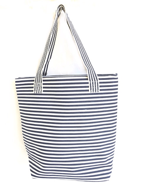 Totebag kanvas salur wanita fashion korea import