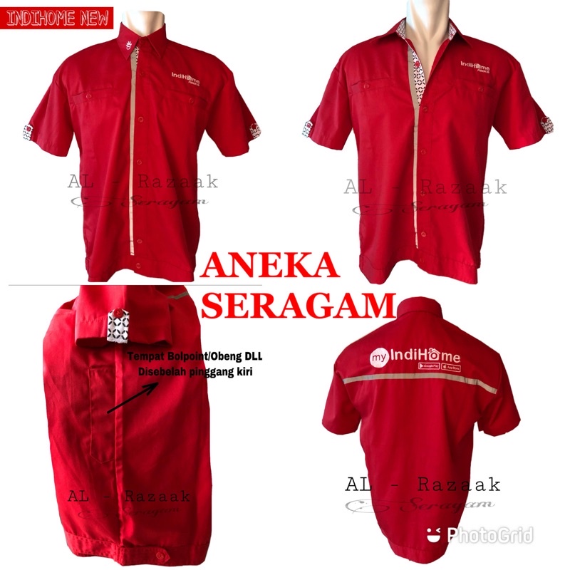 SERAGAM INDIHOME TERBARU - BAJU INDIHOME BARU - KEMEJA KERJA TELKOM my INDIHOME BARU  merah motif