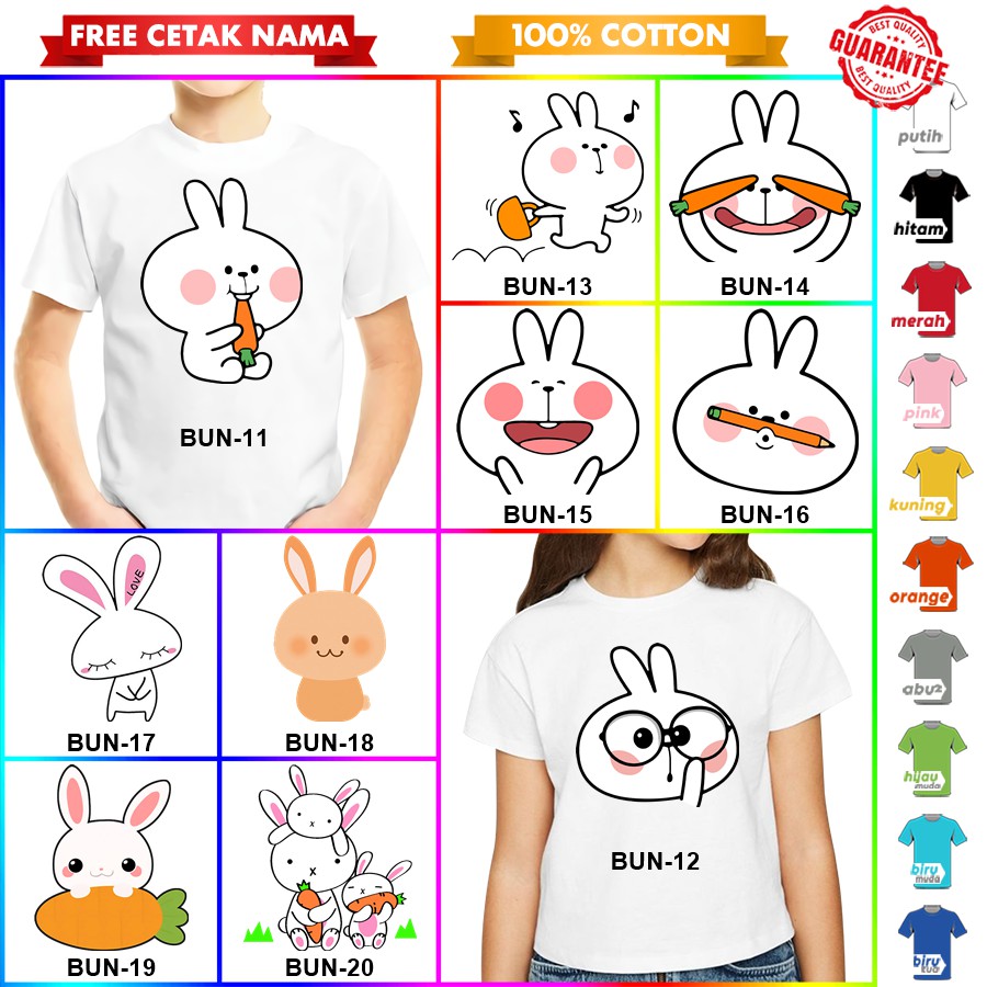 [FREE NAMA!!] Baju Kaos ANAK DAN DEWASA BUNNY KELINCI RABBIT BANYAK MOTIF