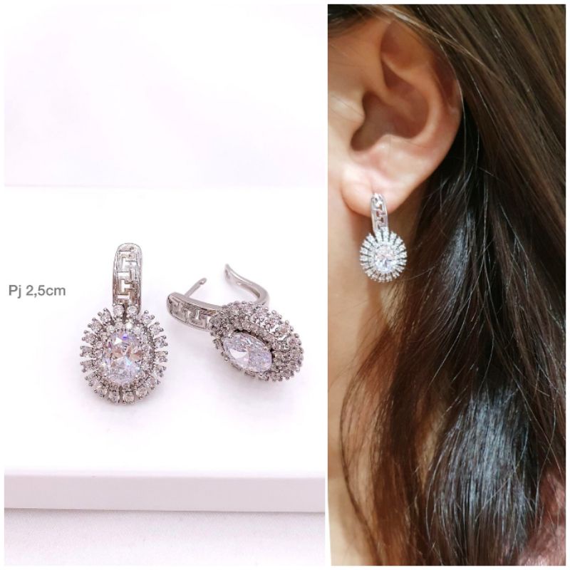 Anting Silver925 Full mata anting silver925 Perak mirip emas asli Mata kilau Anti Karat anti alergi anting premium zircon 081