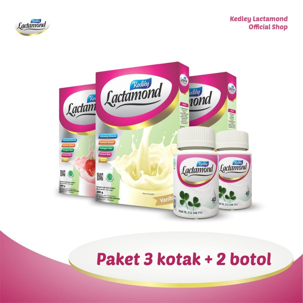 KEDLEY LACTAMOND Paket 3 kotak + 2 botol | Bundling Booster ASI | Paket Lengkap Menyusui