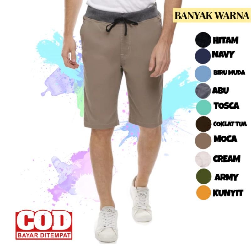 Celana Pendek Chino Pria Pinggang Kolor Polos Kolor Celana Celana Pendek Chino Pria Pinggang Kolor Polos Kolor Celana