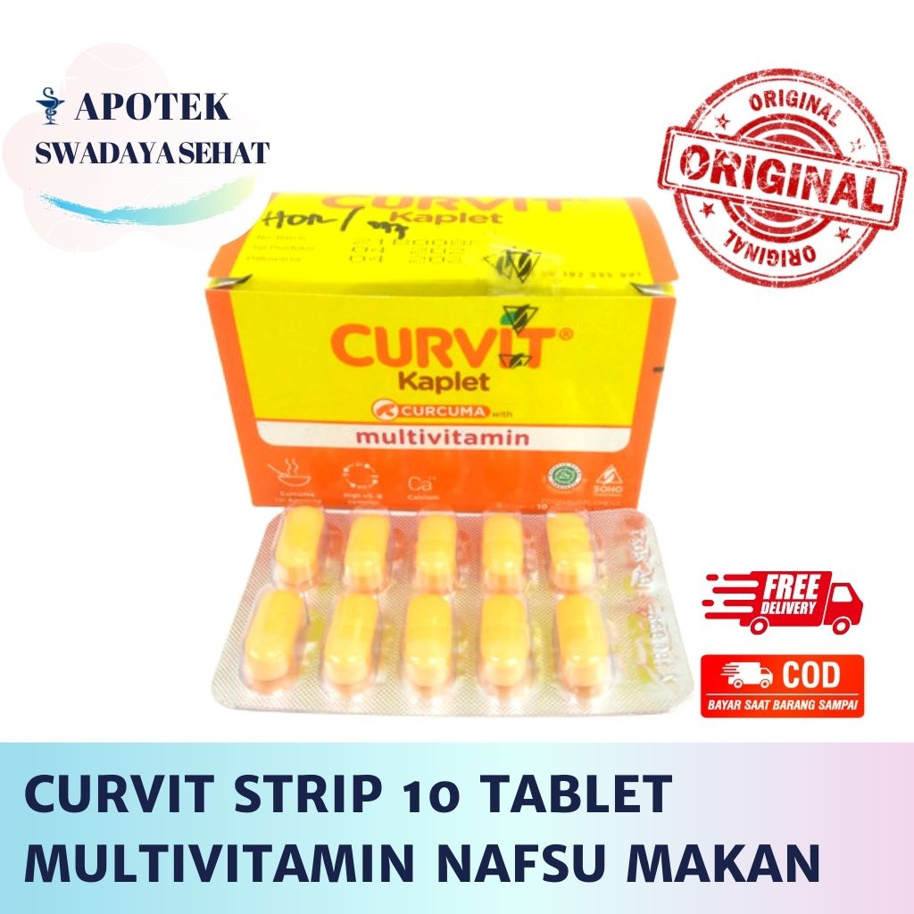 CURVIT STRIP 10 Tablet - Kaplet Vitamin Multivitamin Peningkat Nafsu Makan Stamina dan Kalsium