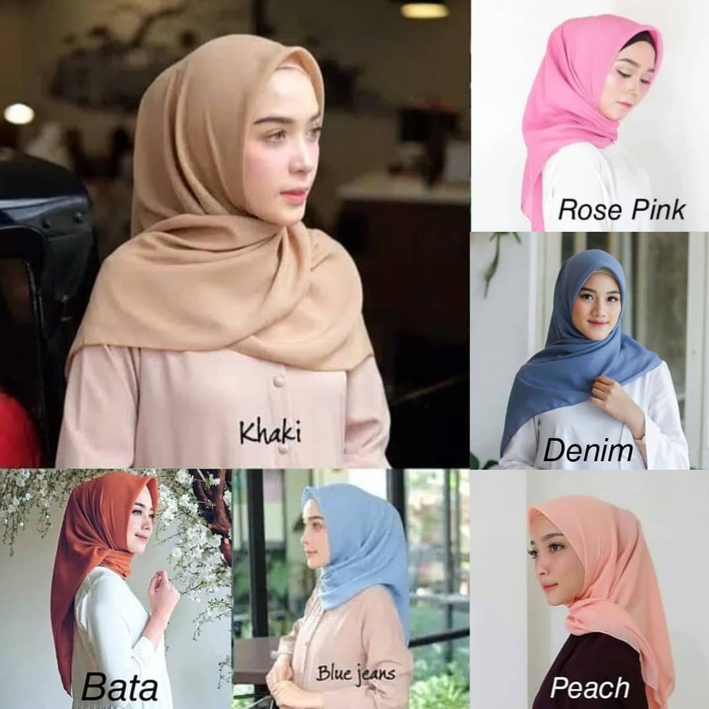 1 Kg Isi 16 Pcs Jilbab Hijab Segi Empat Bella Square Pollycotton