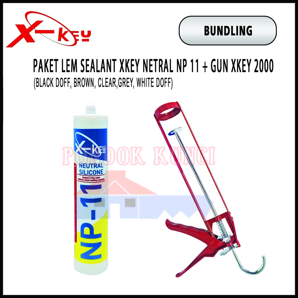 

Paket Alat Tembakan Sealant Gun Silicone Dan Sealent Netral Xkey NP11 Warna Doff