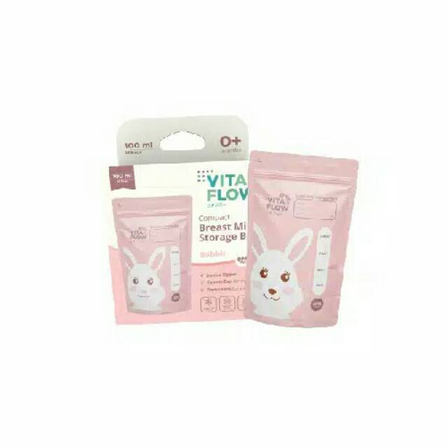 VitaFlow Kantong ASI 100 Ml-Double Zipper Anti Bocor  Karakter Animal