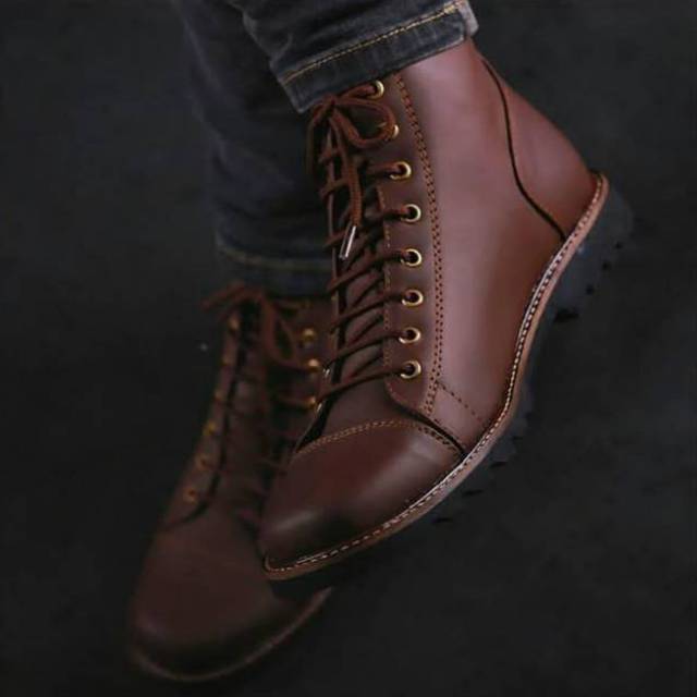 FLEMING BROWN Sepatu  Boots  Pria Safety Cowok Kerja 