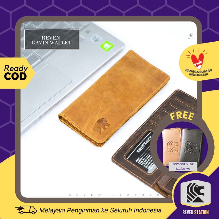 Dompet Kulit Pria Panjang Asli Ori Keren Terbaru Bahan Kulit Crazy Horse Reven Gavin Long Wallet