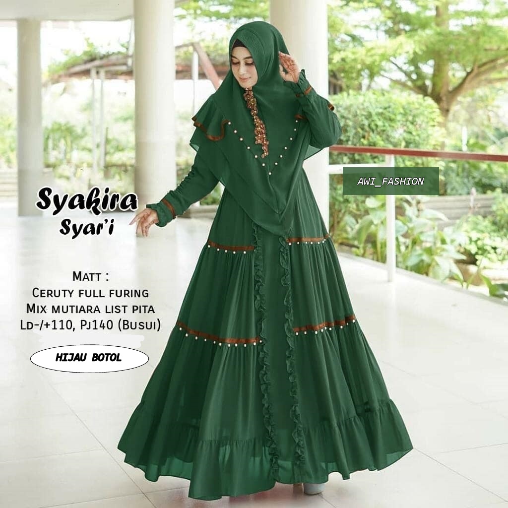SYAKIRA SYARI Set Muslimah / Gamis Wanita Mewah Elegan / Gamis Hijab Busui / Set Syari / Gamis Syari