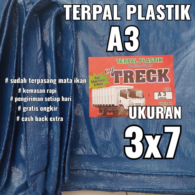 Terpal plastik A3 ukuran 3x7 meter cap TRECK