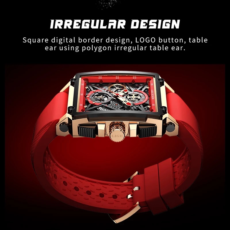 LIGE Original Jam Tangan Pria Multi Fungsi Terbaru Anti Air Kronograf Jam Tangan + Kotak