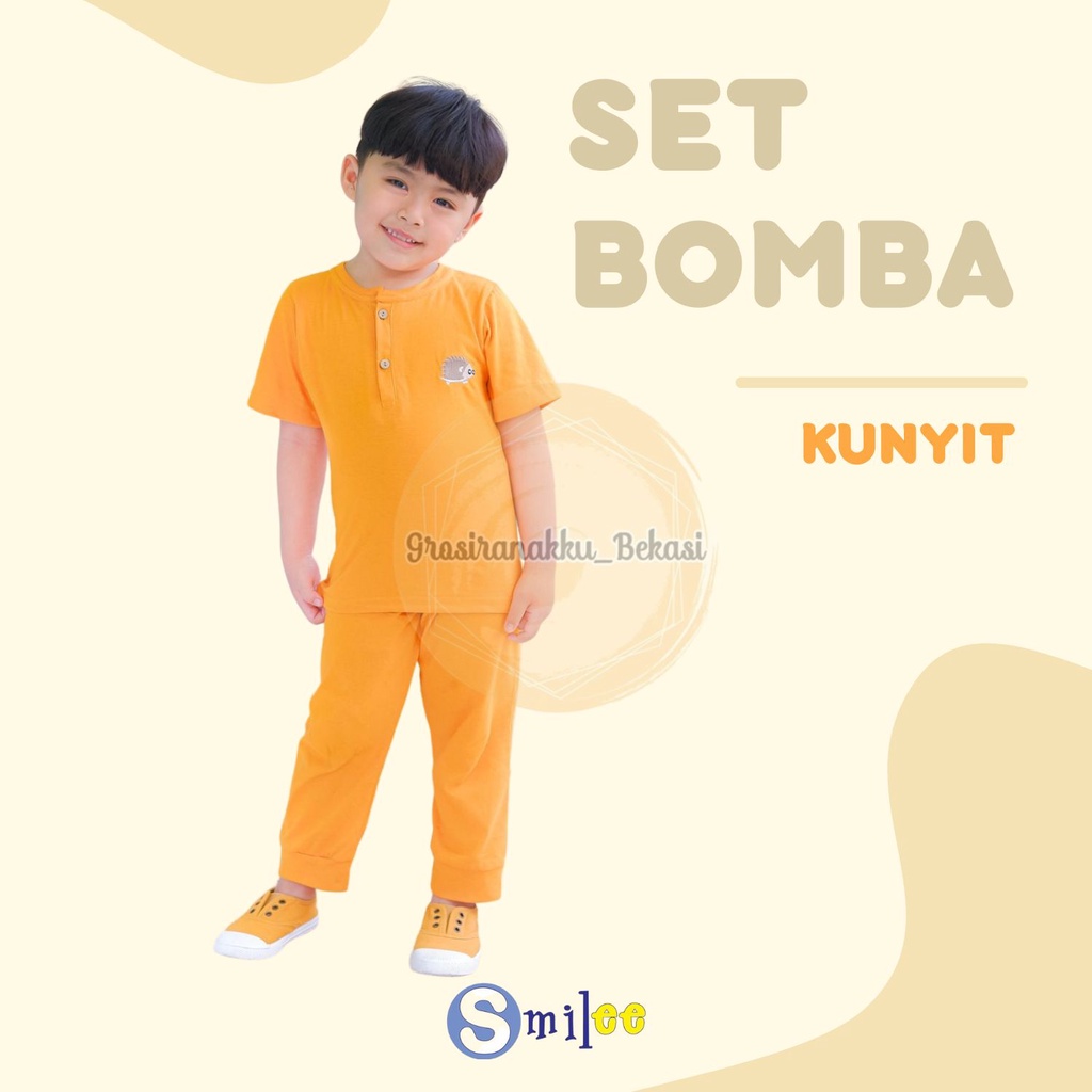 Setelan Anak Smilee Unisex Bomba Warna Kunyit Size 1-5tahun