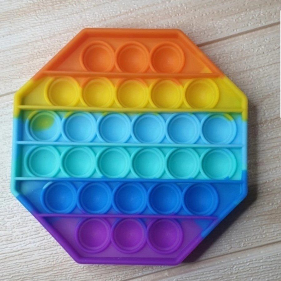 mainan push bubble fidget pop it fidget toy popit rainbow-oktagon
