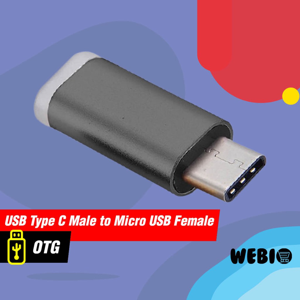 Converter OTG Type C Male To Micro USB Female Mini Connector Adapter Garansi 1 Bulan Bahan Metal