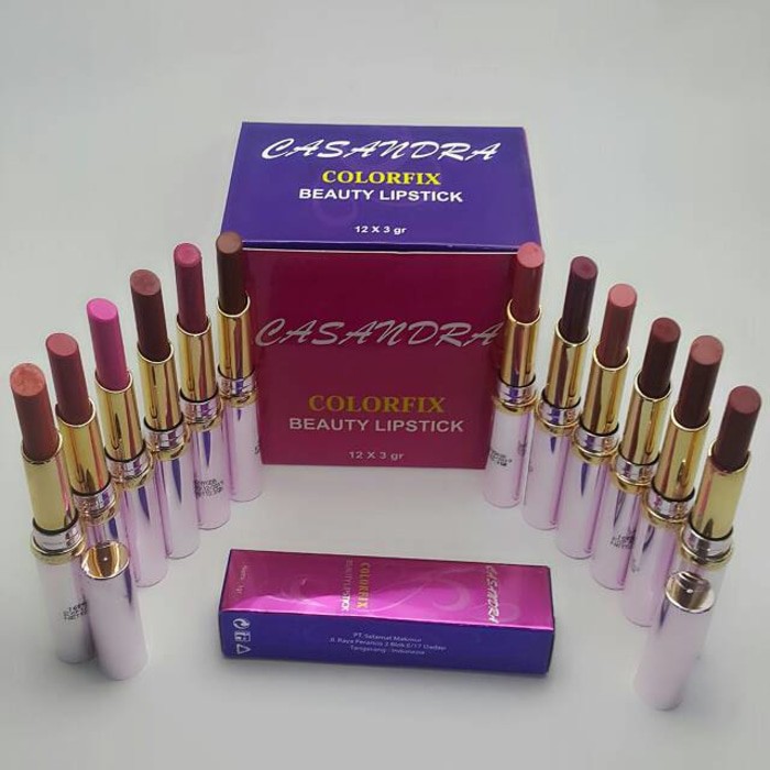 (harga 1lsn isi 12) LIPSTIK CASANDRA COLORFIX 12 WARNA CAMPUR LIPSTIK MATTE ORIGINAL BPOM