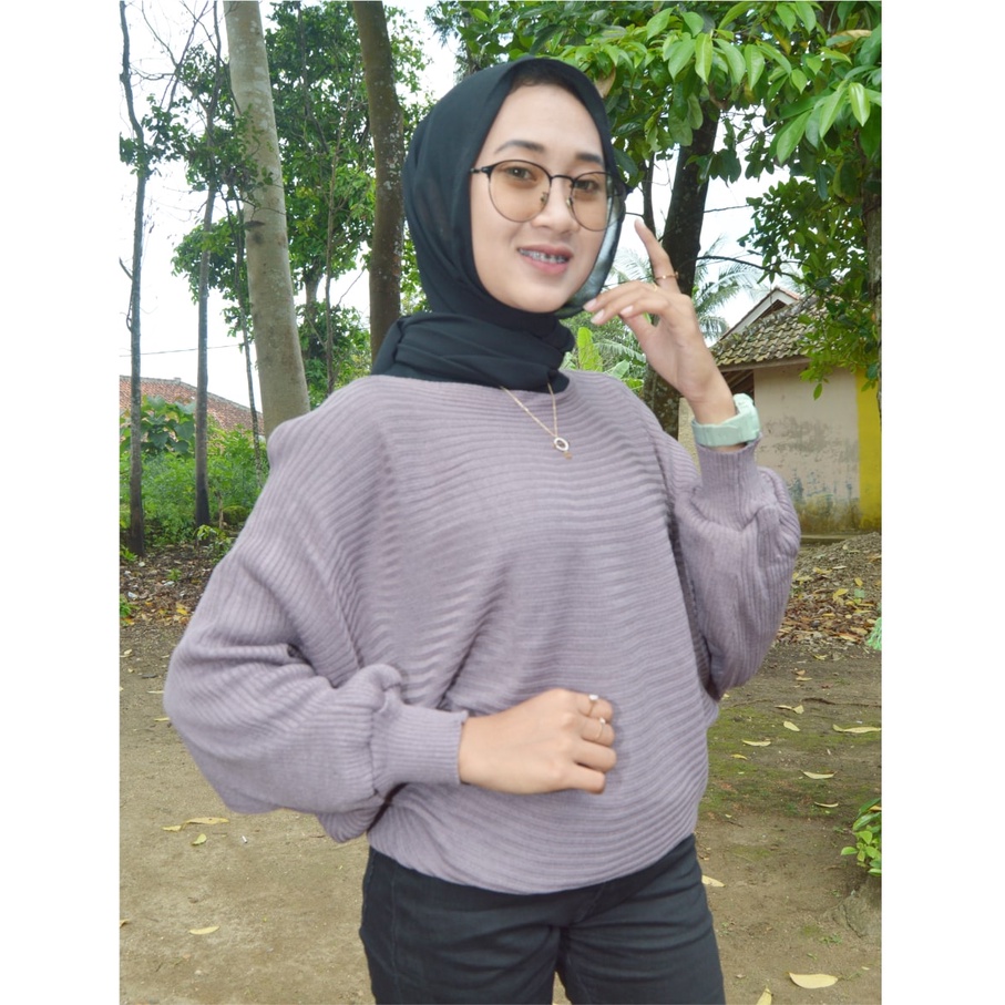 LASPERAL BATWING OVERSIZE / ATASAN WANITA KEKINIAN / PAKAIAN NEW ARRIVAL / BLOUSE RAJUT OVERSIZE / BATWING BLOUSE