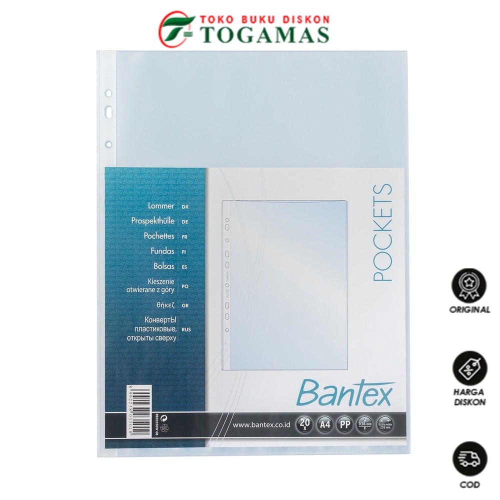

Bantex Pocket PP A4 Antiglare 20 Pcs-RB2035EW08