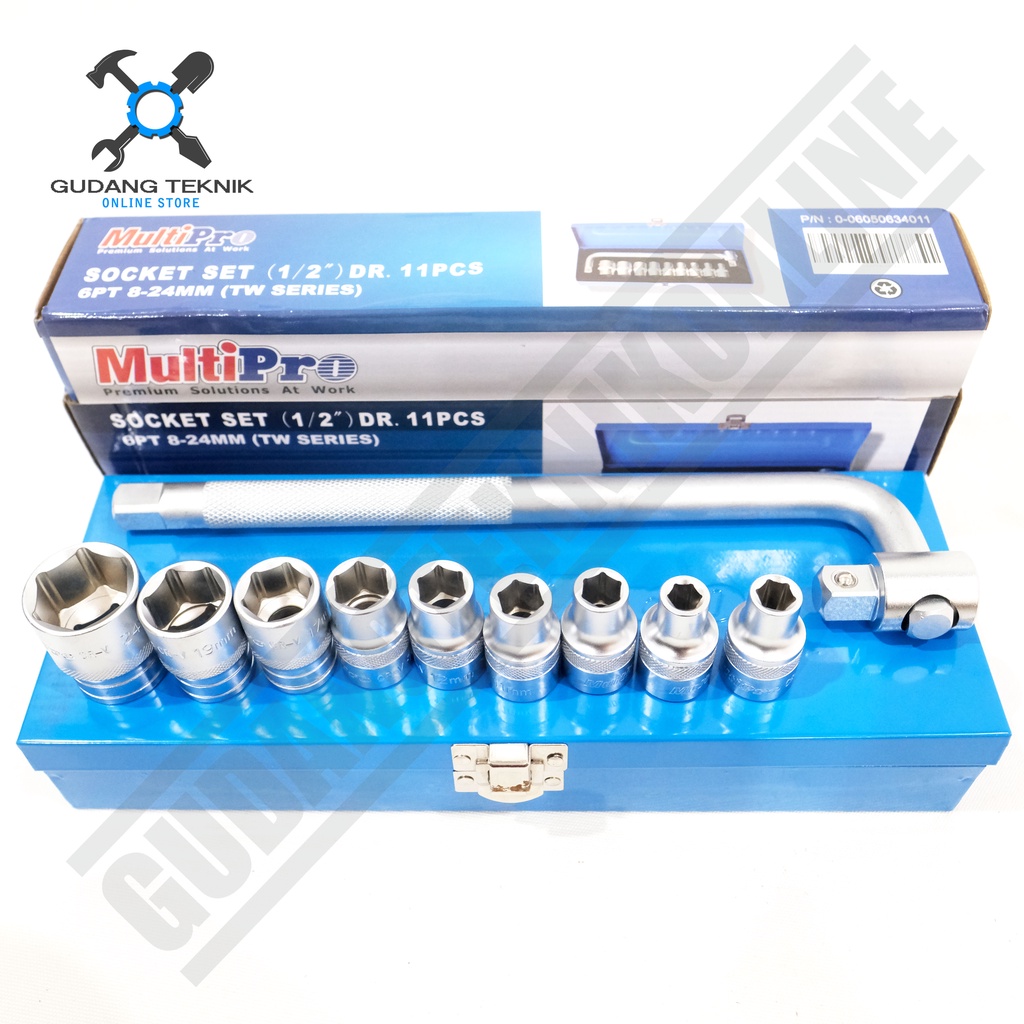 Kunci Shock 1/2&quot; Set 8-22mm 11pcs MULTIPRO 6PT 0-06050634011 / Socket Wrench 1/2 Inch 11 Pcs - Kunci Sok MULTIPRO