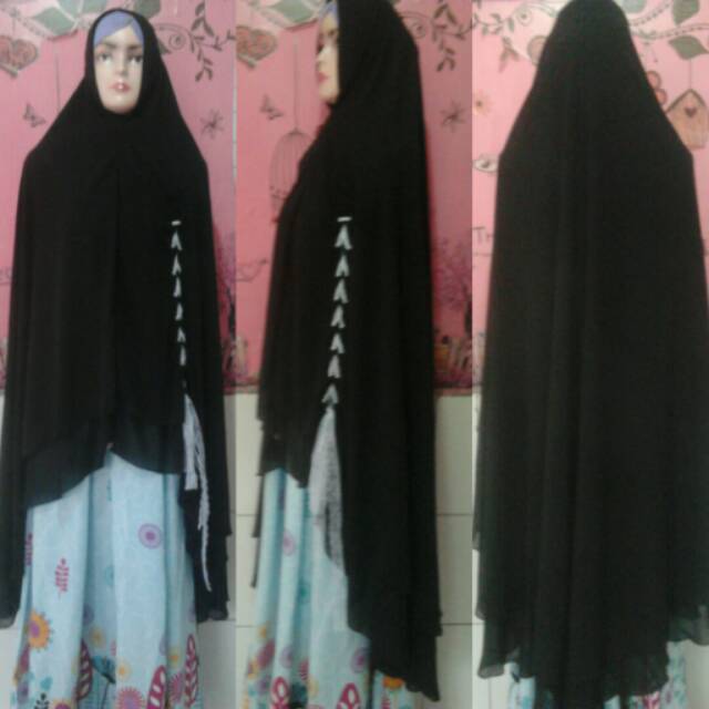 Khimar tiara kepang renda