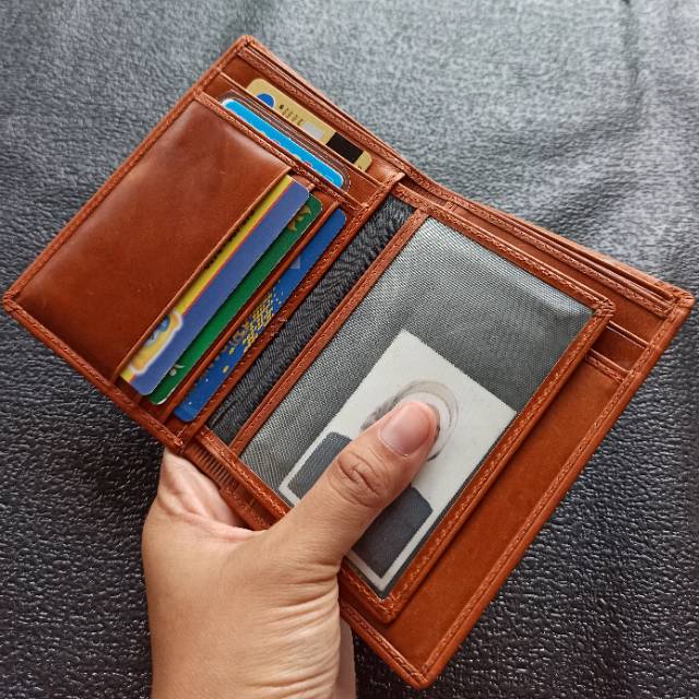 KOING DOMPET MODEL 3/4 PRIA WANITA KULIT ASLI WARNA TAN FREE TAG NAMA