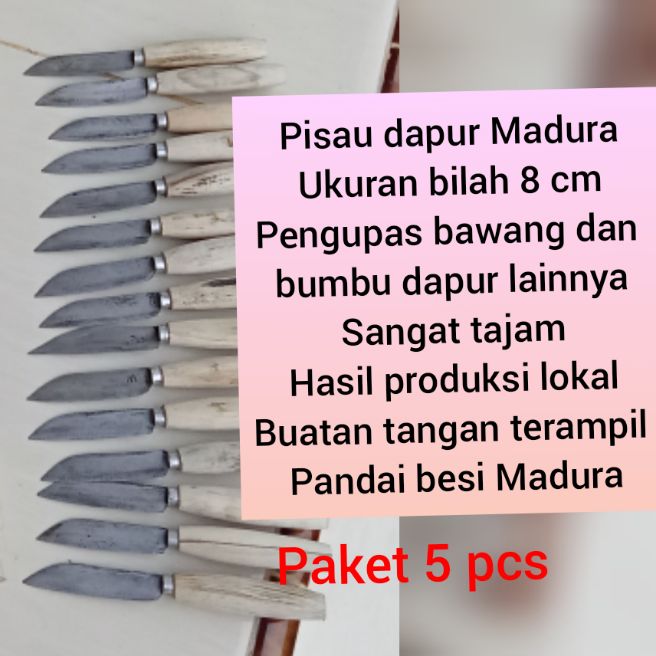 pisau dapur asli Madura (8cm) 5pcs / pisau pengupas bawang / pisau baja tajam/ pisau mini