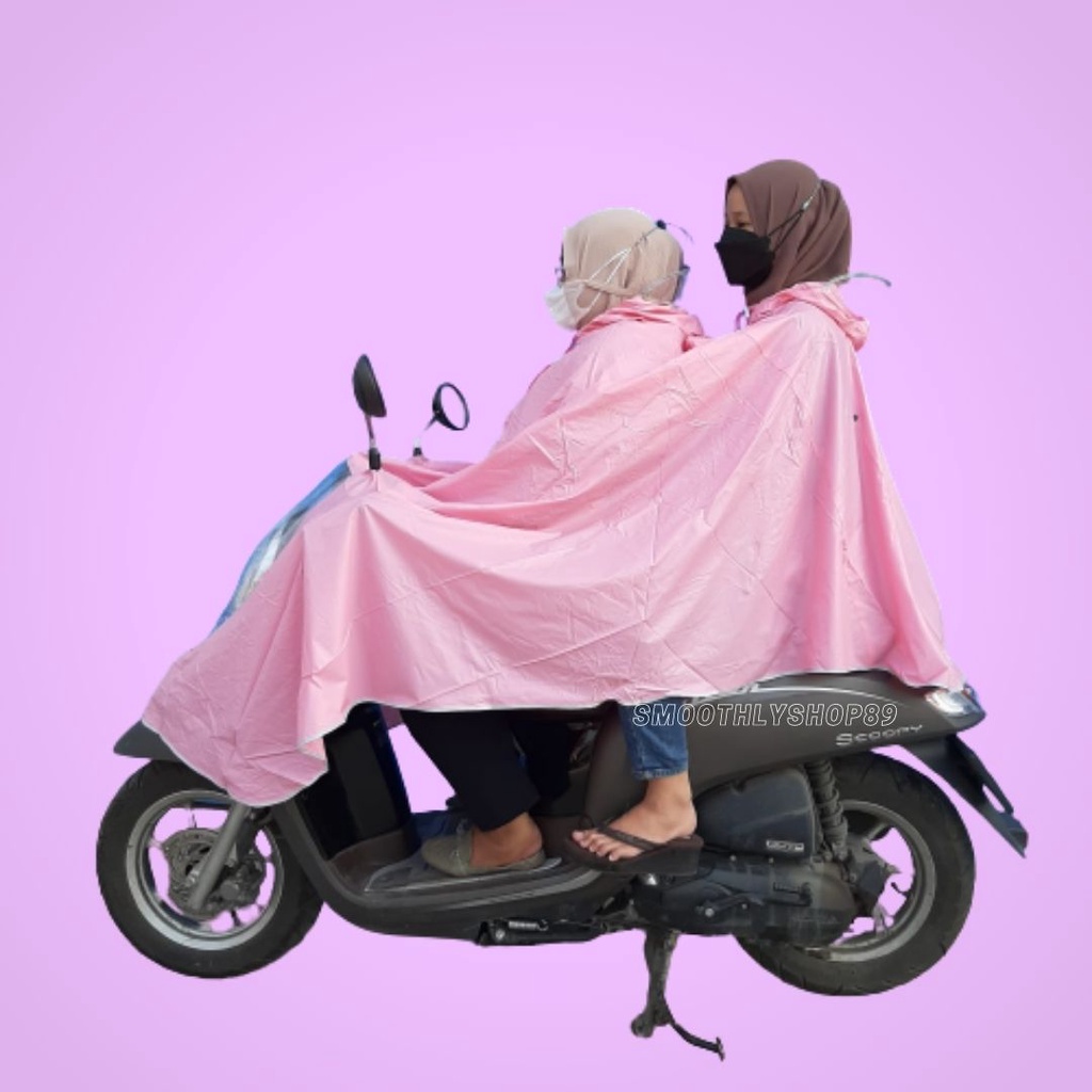 Jas Hujan Motor Full Body / Jas Hujan Poncho Bonceng 2 Kepala untuk Dua Orang / Jumbo Allsize