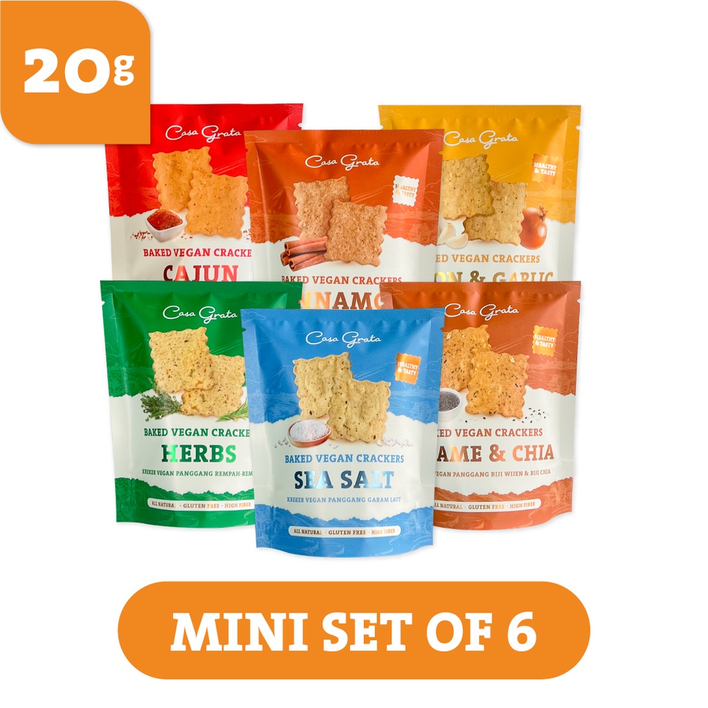 

Mini 6 Packs - 20gr (6 Casa Grata Crackers - choose your own flavor) - Gluten Free & Vegan Snacks