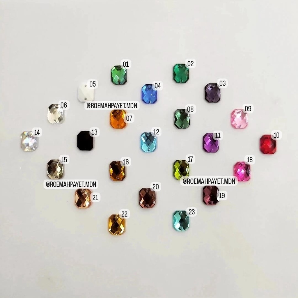 [1/2] (GRADE A) BATU / PAYET AKRILIK / PAYET KRISTAL JAHIT / RESIN TAIWAN : PETAK / SEGI ENAM 8x10 M