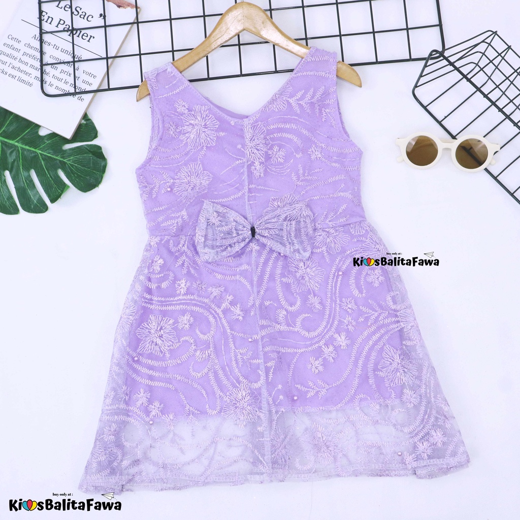 Dress Keira uk 1-2 Tahun / Dres Kondangan Anak Perempuan Brukat Kensi Gaun Pesta Baju Baby Import