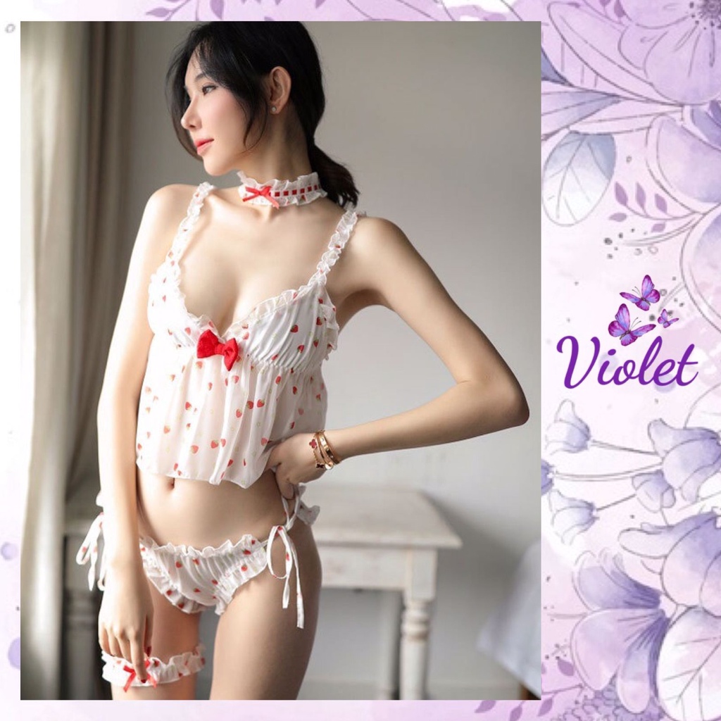 Violet Set Lingerie + CD Tali Samping Sexy Pakain Dalam Sweety Menggoda 1174