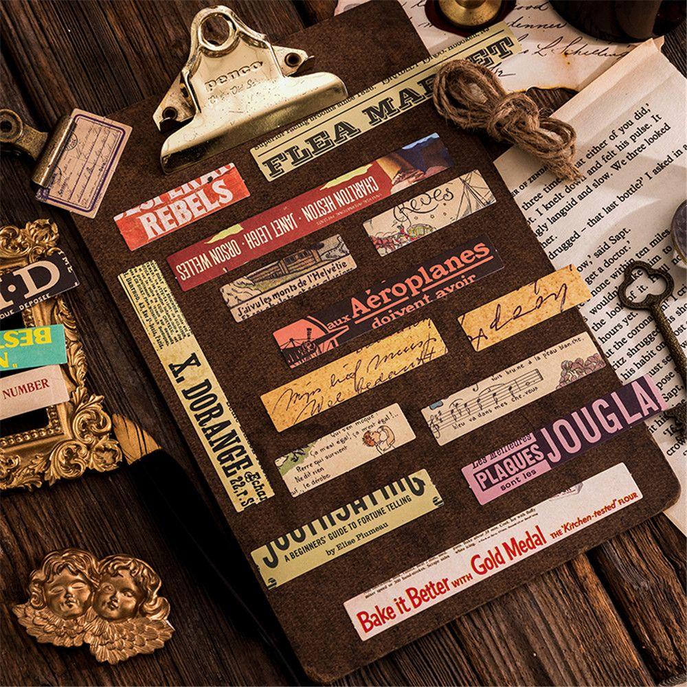100 Pcs Stiker Strip Panjang Gaya Vintage Untuk Akunting Tangan