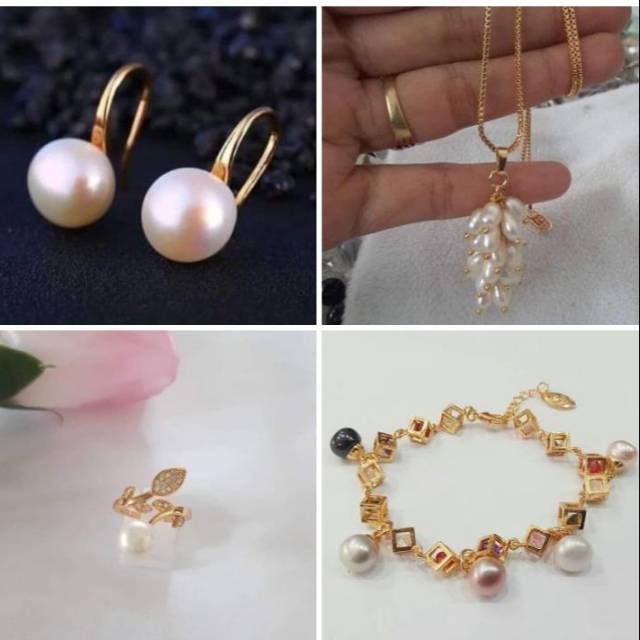 Satu set cantik asli mutiara lombok