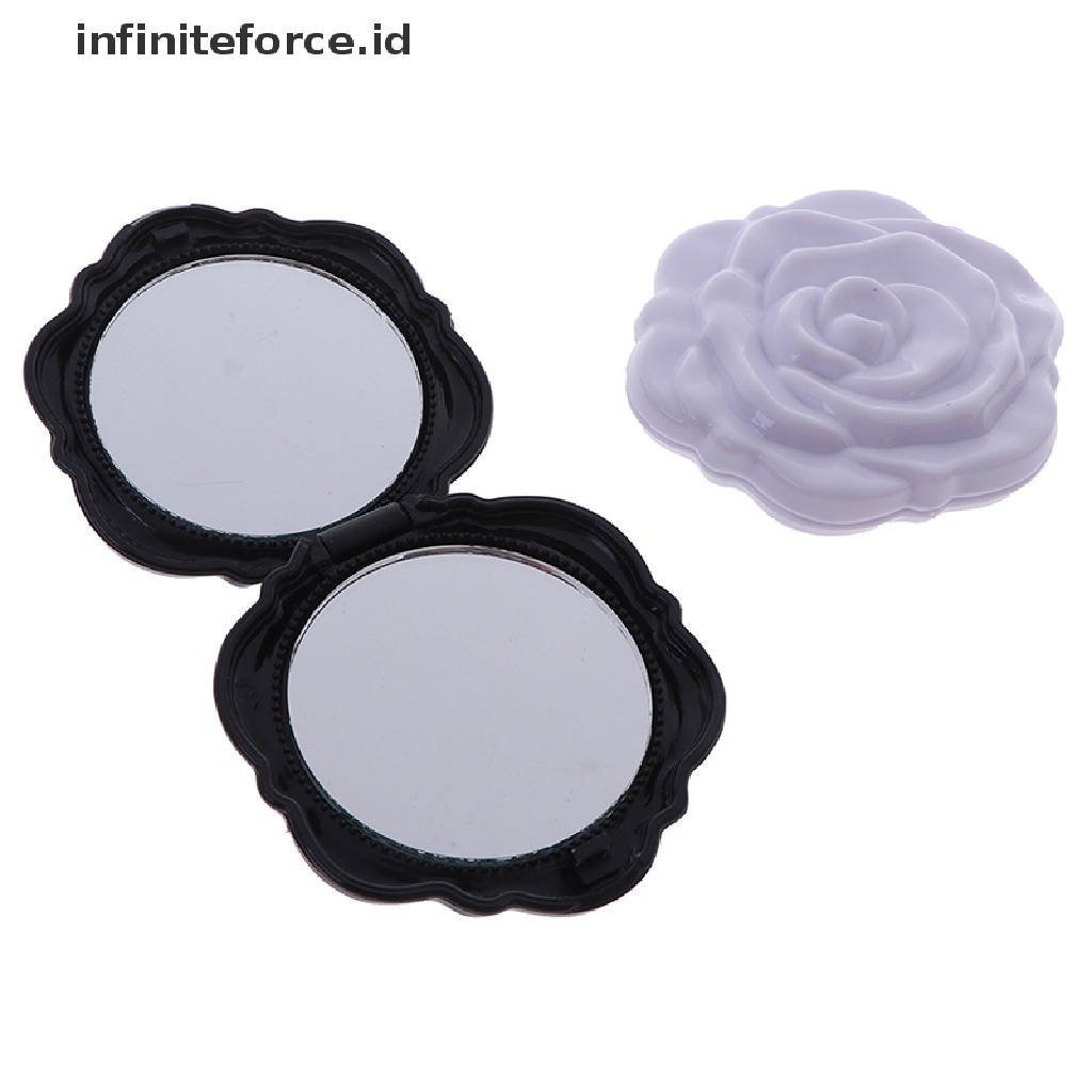 (infiniteforce.id) Cermin Makeup Compact Mini Bentuk Bunga Mawar 3D