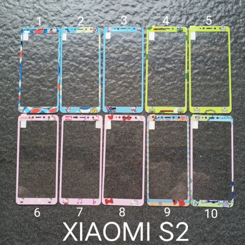 Tempered glass Xiaomi redmi S2 motif gambar karakter anti gores kaca