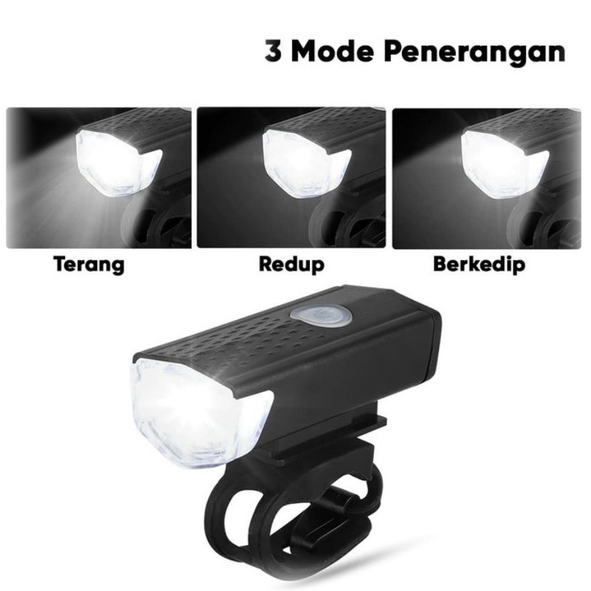 Lampu Depan Sepeda Bike USB Anti Air Rechargable