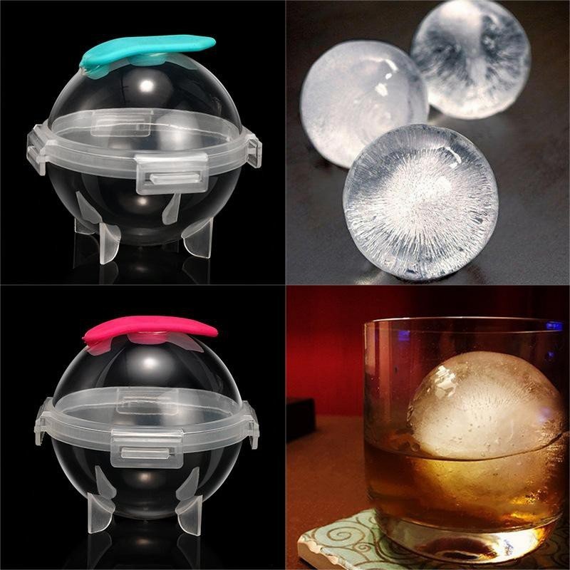 Earise Cetakan Es Batu Silikon Jumbo portabel dengan Desain lapisan ganda Model Bulat Skull Diamond 