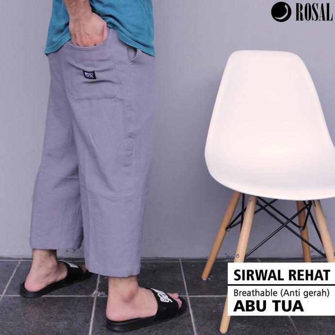 Star Seller Rosal Celana Sirwal Rehat Celana Muslim Pria - Abu-Abu, M