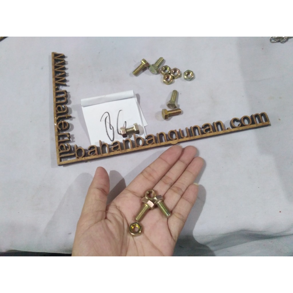 Baut Mur kuningan diameter 6 mm panjang 1 cm kunci 6 m x 10mm DISKON7