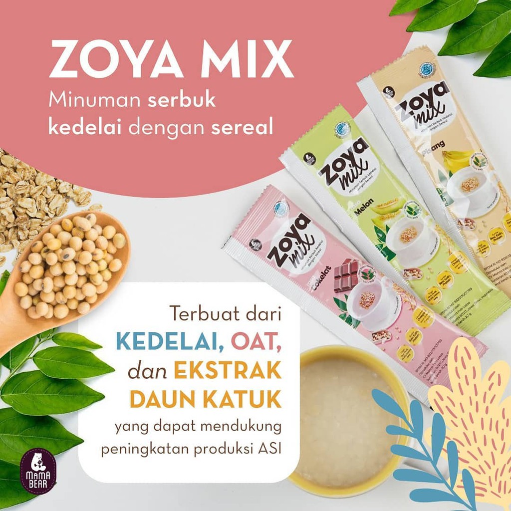 MamaBear Zoya Mix / Soya / Mama Bear Zoya Mix Coklat Pisang Melon Pelancar ASI Soyamix Zoyamix 200gr ASI booster / MAMABEAR BANDUNG