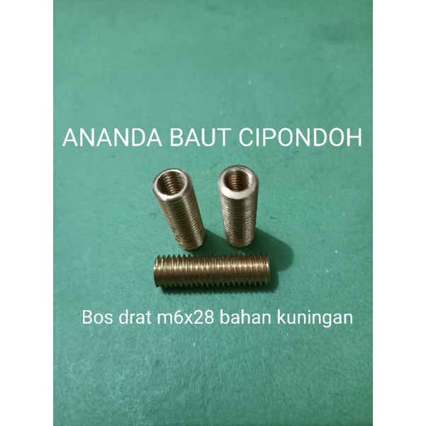 Bos drat m6x28 bahan kunigan drat dalam10, drat luar 12